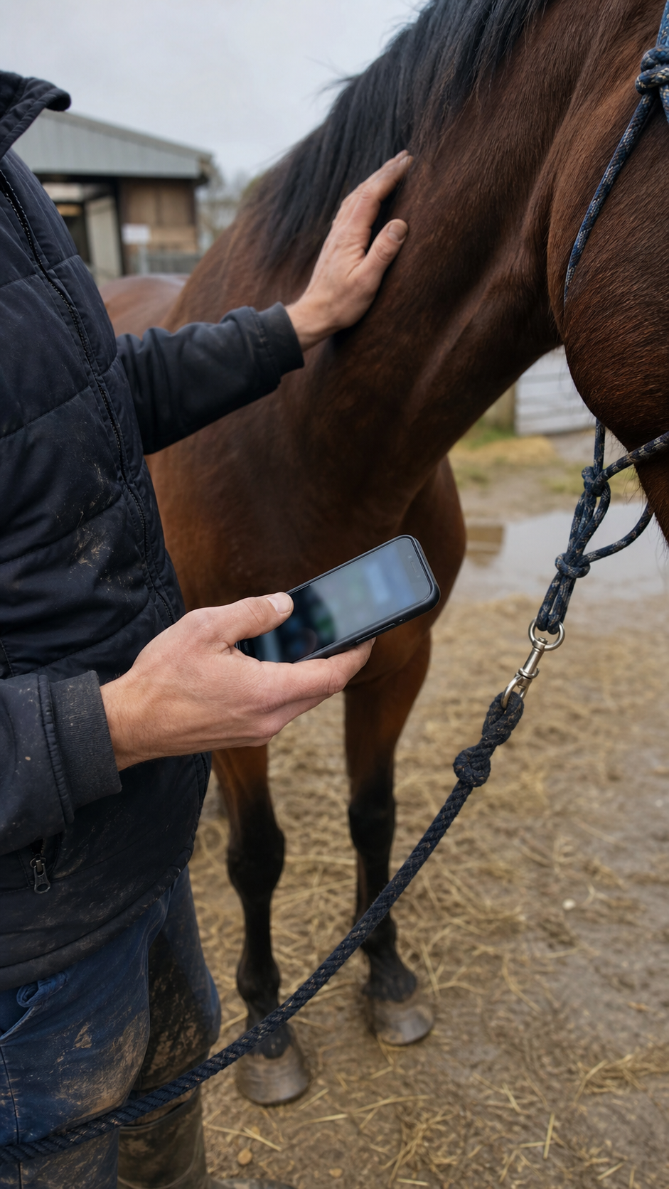 Une professionnelle utilise Glys Companion auprès d’un cheval